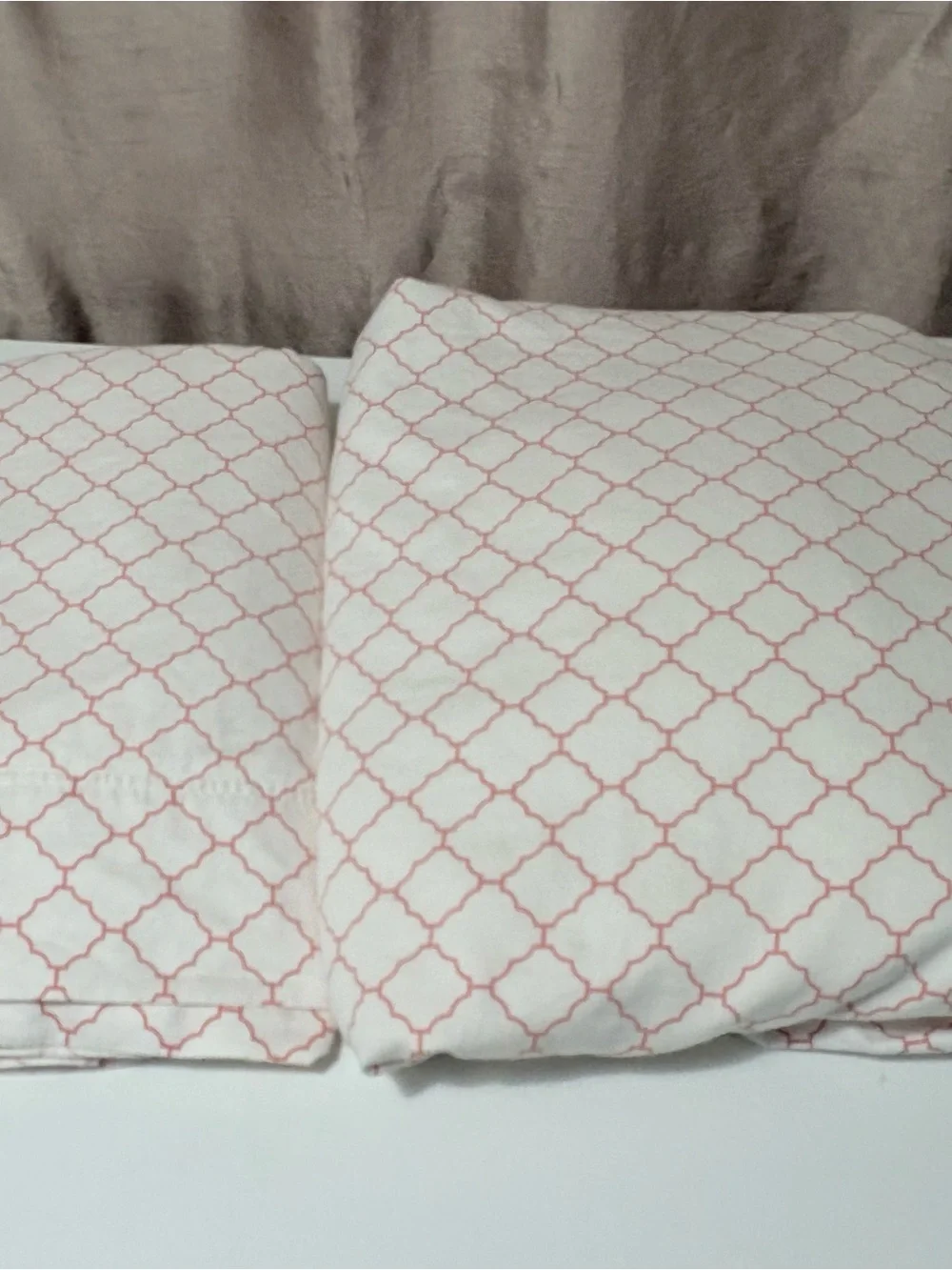 Charter Club White Duvet Cover Set with Coral Geometric Trellis